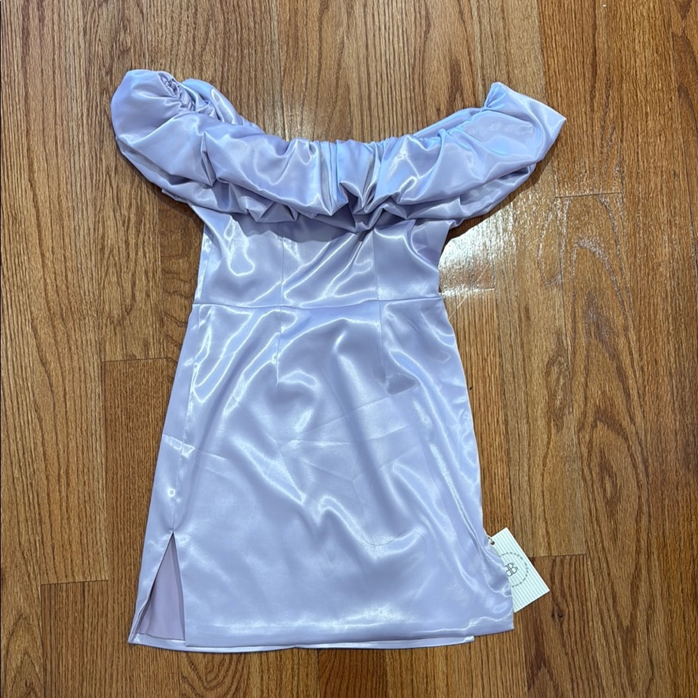 Bella Barnett Lavender Off-Shoulder Mini Dress
